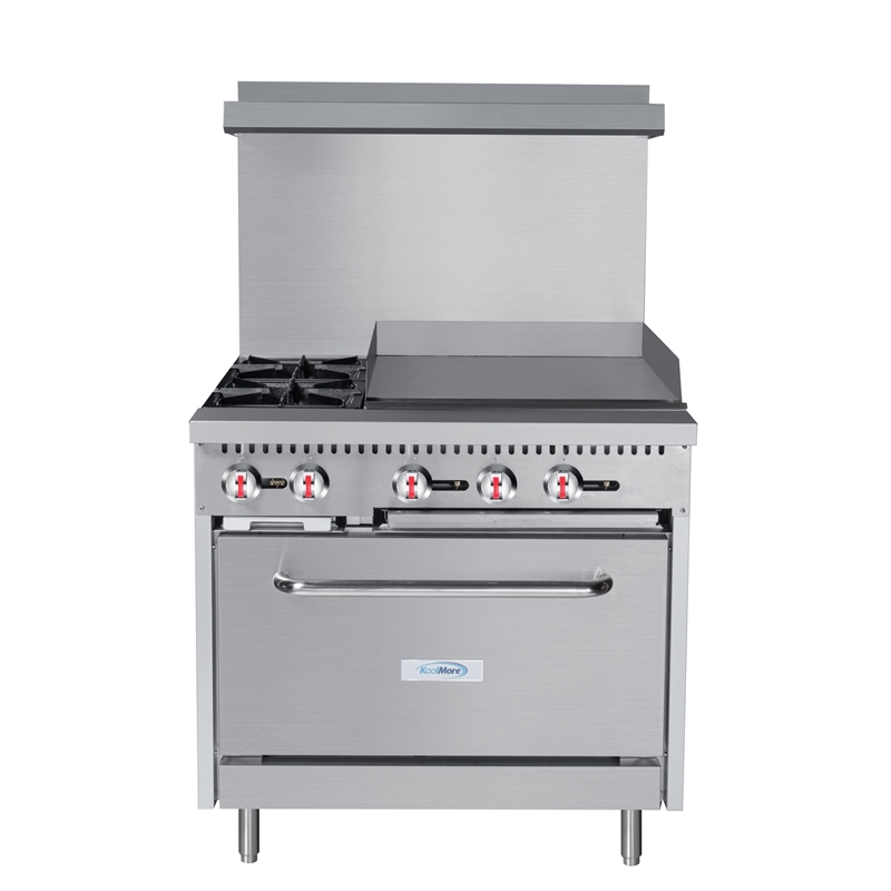 36 in. 2 Burner Commercial LP Range with 24 in. Griddle in Stainless-Steel