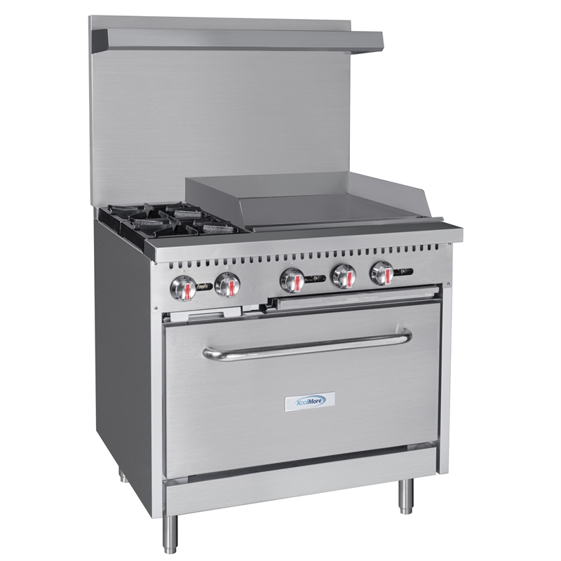 36 in. 2 Burner Commercial LP Range with 24 in. Griddle in Stainless-Steel