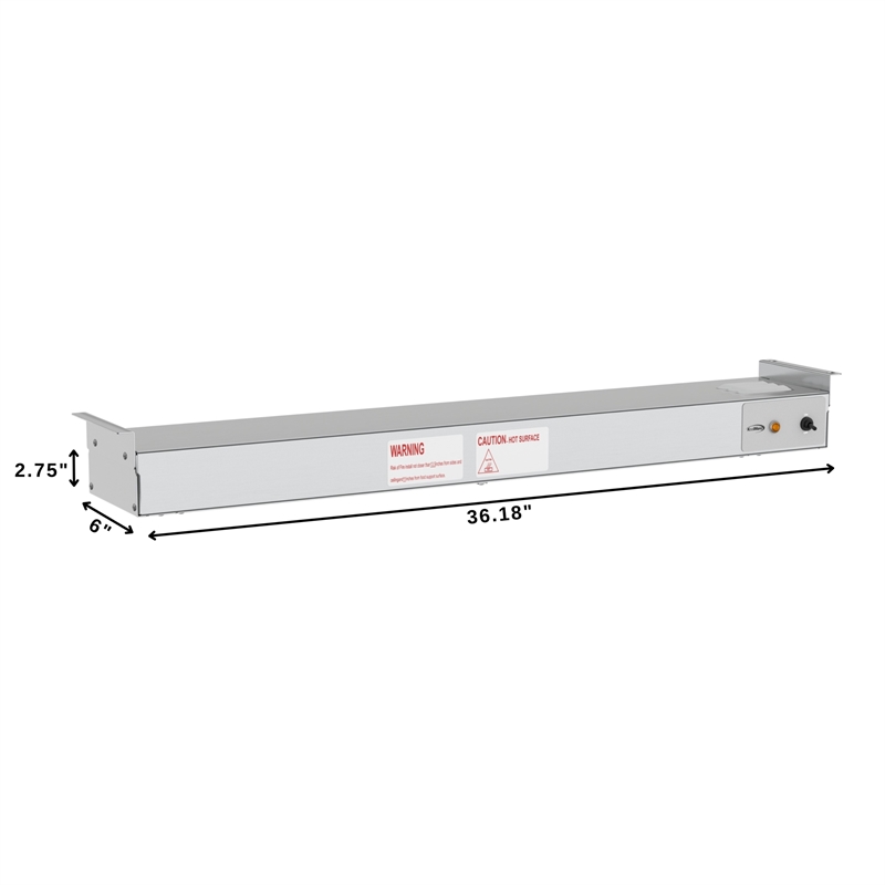 36 in High Wattage Commercial Food Strip Warmer with Toggle Controls and Cord