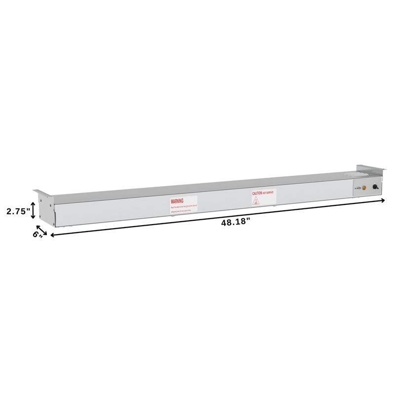48 in High Wattage Commercial Food Strip Warmer with Toggle Controls and Cord