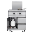32 in. Outdoor Kitchen Liquid Propane Side Burner with Cabinet Stainless-Steel