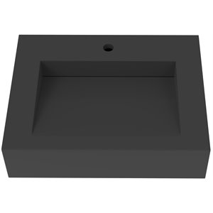 Castello USA Inc Pyramid 24&quot Solid Surface Manmade Stone Bathroom Sink in Black
