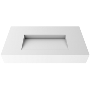 Pyramid 36&quot Solid Surface Bathroom Sink in White No Faucet Hole