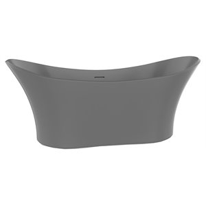 Ocean 69&quot Stone Freestanding Soaking Bathtub in Matte Gray