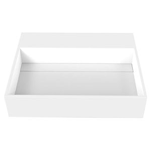Juniper 24&quot Stone Bathroom Sink w/ No Faucet Hole in White