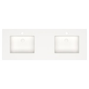 Serenity 60&quot Stone Vanity Top with Faucet Hole in Matte White
