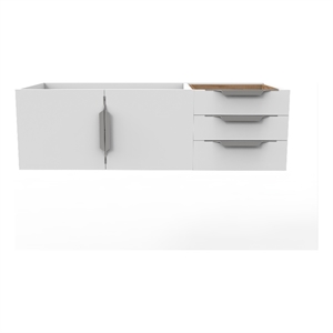 Alpine 48&quot White Wood Floating Vanity Base/Brushed Nickel Handles