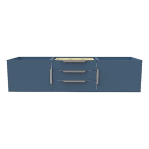 Alpine 60&quot Blue Wood Floating Vanity Base/Brushed Nickel Handles