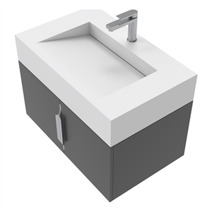 Nile 30&quot Black Wood Floating Vanity with White Top and Chrome Trim