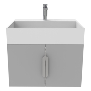 Amazon 24&quot Gray Wood Floating Vanity with White Top and Chrome Trim