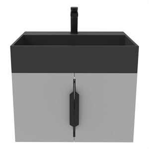 Amazon 24&quot Gray Wood Floating Vanity with Black Top and Black Trim
