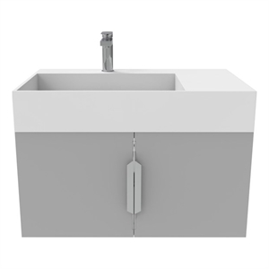 Amazon 30&quot Gray Wood Floating Vanity with White Top and Chrome Trim