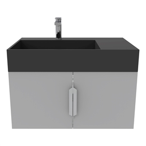 Amazon 30&quot Gray Wood Floating Vanity with Black Top and Chrome Trim