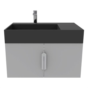 Amazon 30&quot Gray Wood Floating Vanity with Black Top and Brushed Nickel Trim