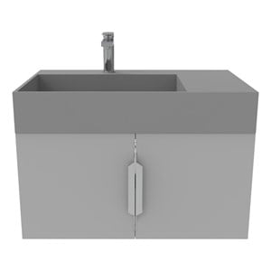 Amazon 30&quot Gray Wood Floating Vanity with Gray Top and Brushed Nickel Trim