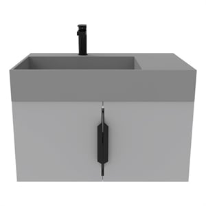 Amazon 30&quot Gray Wood Floating Vanity with Gray Top and Black Trim