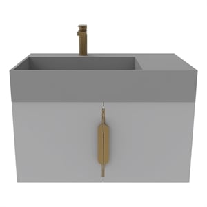 Amazon 30&quot Gray Wood Floating Vanity with Gray Top and Gold Trim