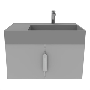 Amazon 30&quot Gray Wood Floating Vanity with Gray Top and Chrome Trim