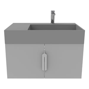 Amazon 30&quot Gray Wood Floating Vanity with Gray Top and Brushed Nickel Trim