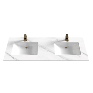 Solaria 60&quot Porcelain Bathroom White Vanity Top with Center Placed Basin