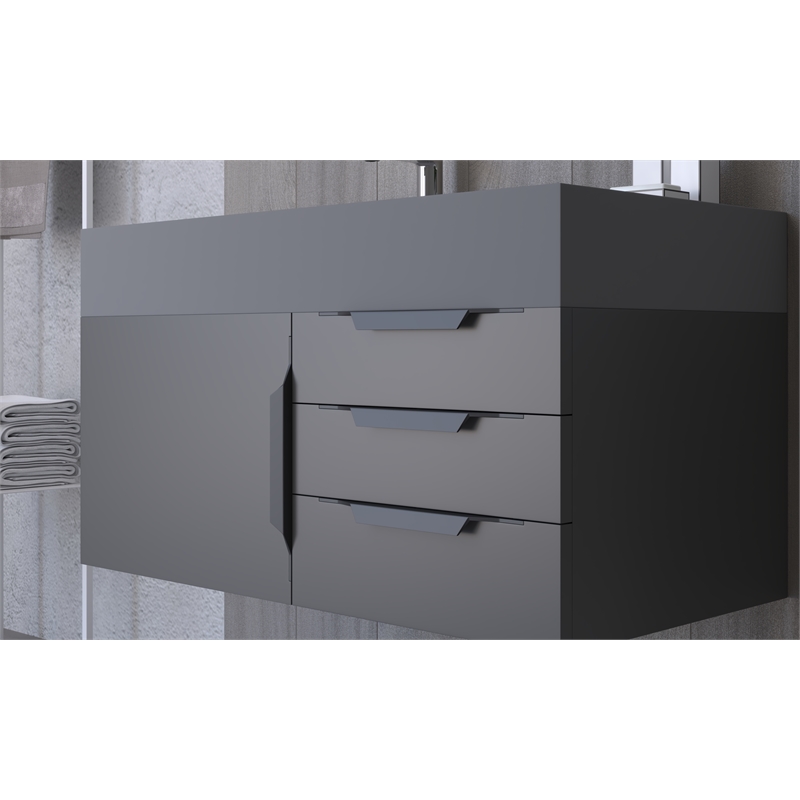 Set of 5 Modern Aluminum Thin Metal Black Pull Handles