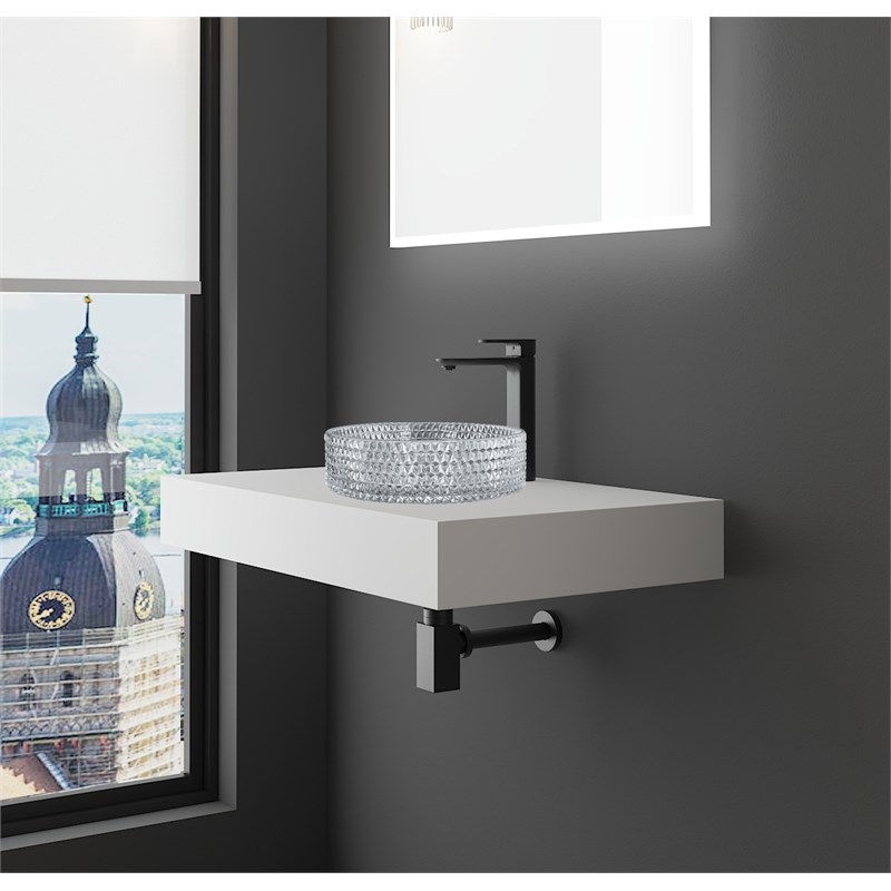 36 Inch Wide White Bathroom Solid Surface Stone Countertop For Sink