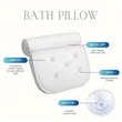 Quick-Dry Neck Shoulder & Back Support Bath White Pillow - Bathtub Spa Cushion