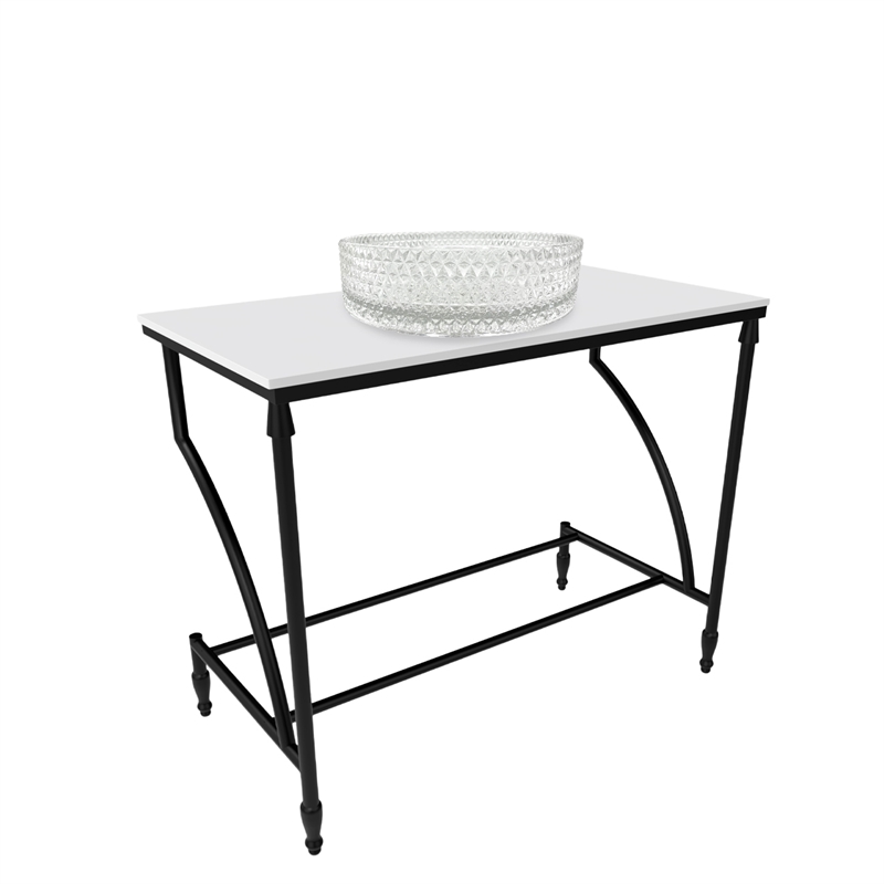 Luminous Stainless Steel Metal Vanity Set-Clear Glass Sink and Black Stand Base
