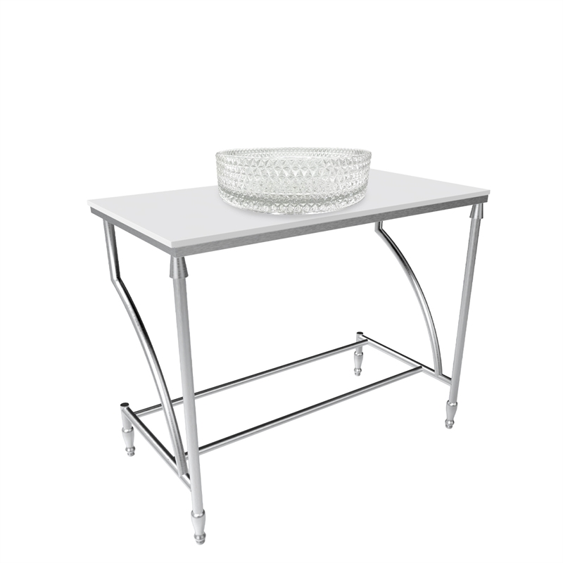 Luminous Stainless Steel Metal Vanity Set - White Glass Sink and Brushed Stand