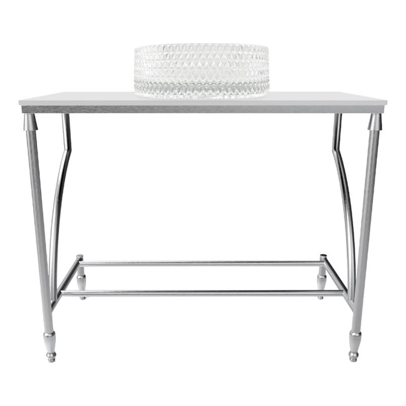 Luminous Stainless Steel Metal Vanity Set - White Glass Sink and Brushed Stand