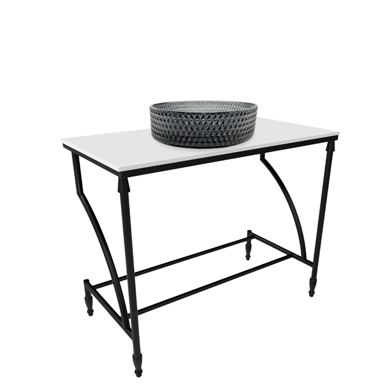 Luminous Stainless Steel Metal Vanity Set-Light Black Glass Sink and Black Stand