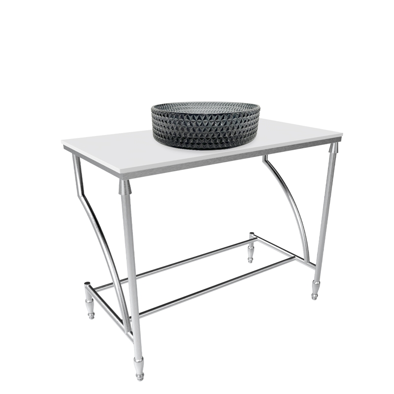 Luminous Stainless Steel Metal Vanity Set-Light Black Glass Sink &Brushed Stand