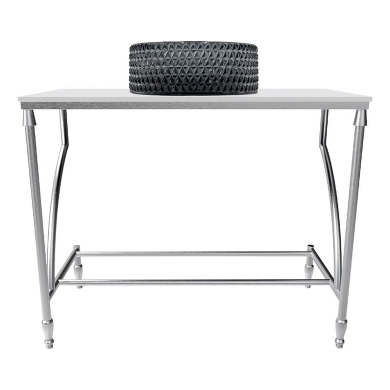 Luminous Stainless Steel Metal Vanity Set-Light Black Glass Sink &Brushed Stand