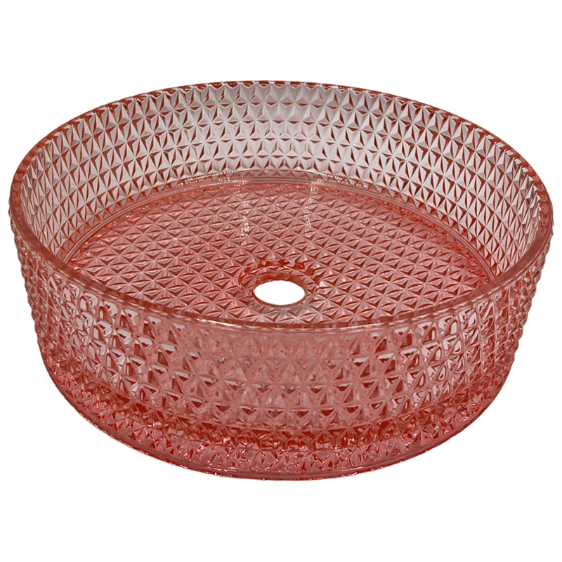 Luminous Stainless Steel Metal Vanity Set - Pink Glass Sink & Brushed Stand Base