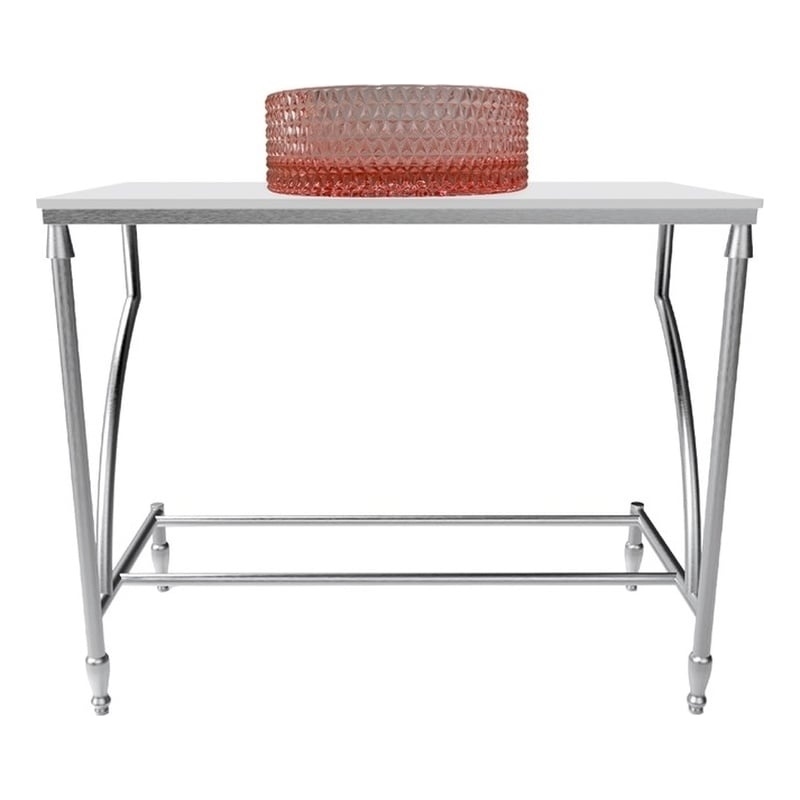 Luminous Stainless Steel Metal Vanity Set - Pink Glass Sink & Brushed Stand Base