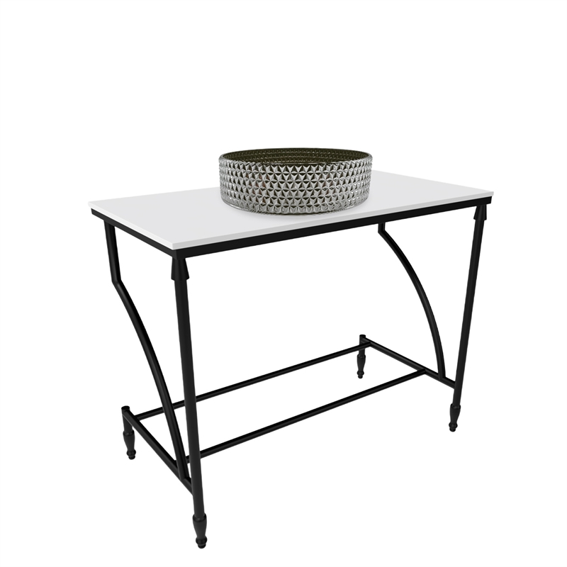 Luminous Stainless Steel Metal Vanity Set - Silver Glass Sink & Black Stand Base