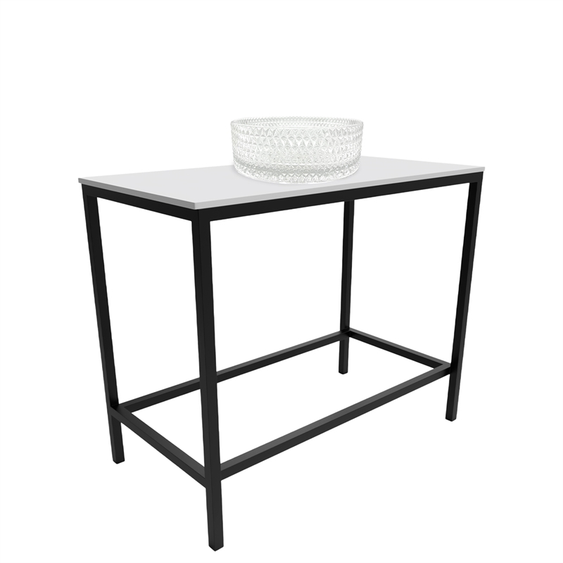 Luminous Black Stainless Steel Metal Vanity Set with Clear Glass White Sink