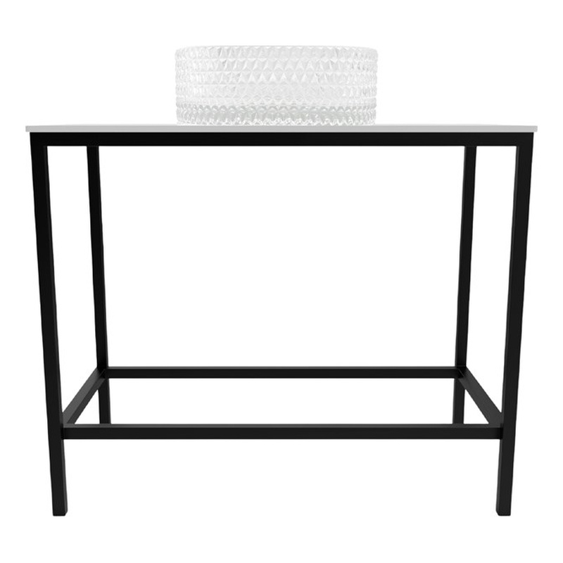 Luminous Black Stainless Steel Metal Vanity Set with Clear Glass White Sink
