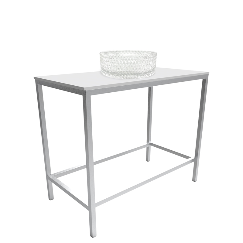 Luminous Brushed Stainless Steel Metal Vanity Set with Clear Glass White Sink
