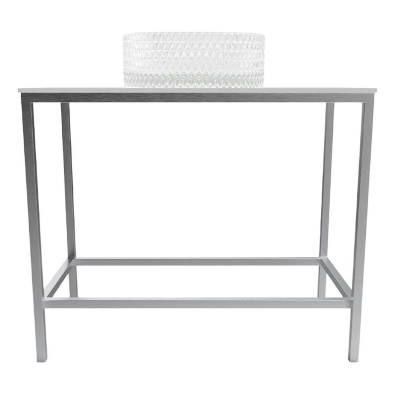 Luminous Brushed Stainless Steel Metal Vanity Set with Clear Glass White Sink
