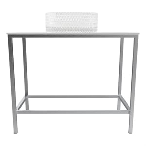 Luminous Brushed Stainless Steel Metal Vanity Set with Clear Glass White Sink