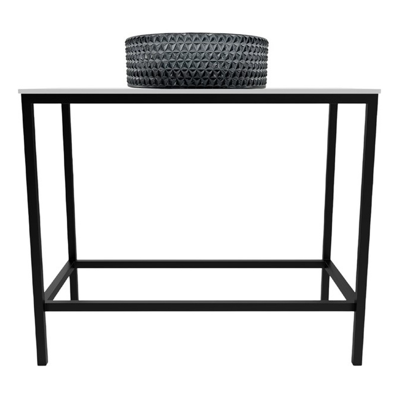 Luminous Black Stainless Steel Metal Vanity Set with Light Black Glass  Sink