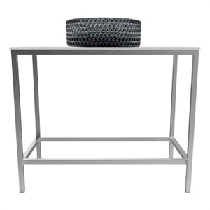 Luminous Brushed Stainless Steel Metal Vanity Set with Light Black Glass  Sink