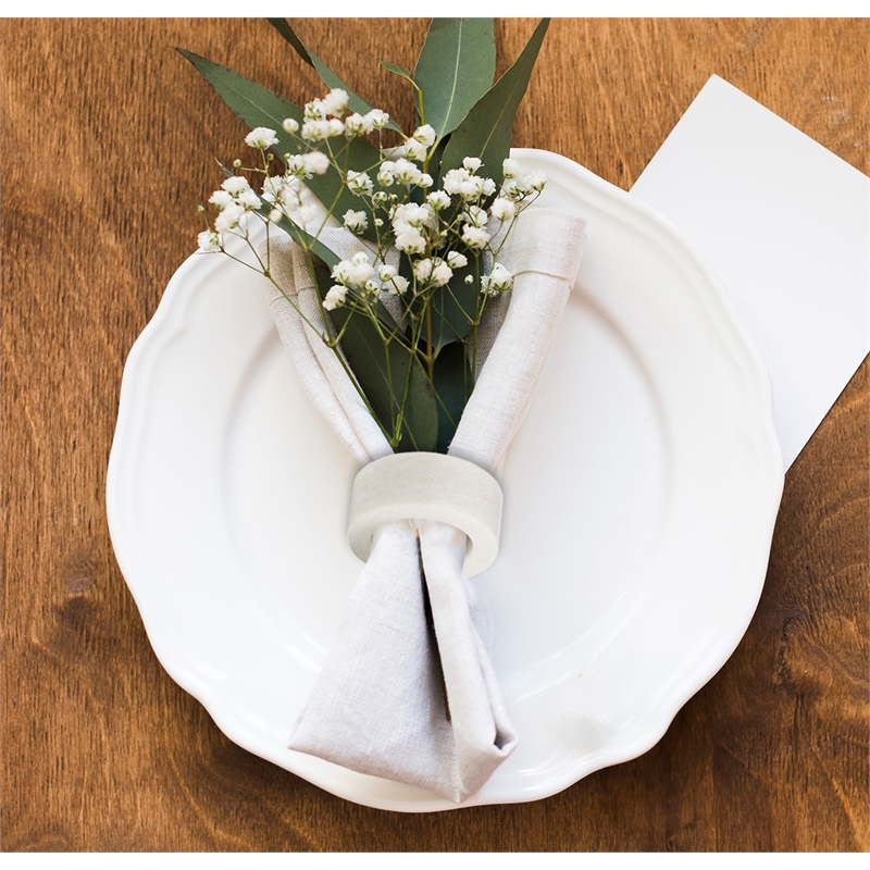 Morden White Real Marble Napkin Rings For Kitchen/Wedding - 96 Pieces