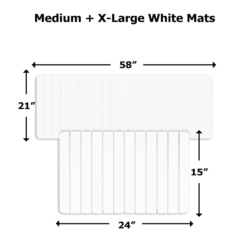 Diatomite Stone Quick-Dry Water Absorbing Bath Mat Sets-XLarge+Medium White Mats