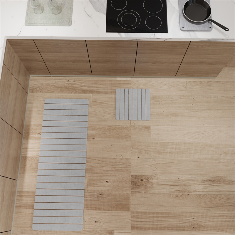 Diatomite Quick-Dry Water-Absorbing Kitchen Mat Sets - X-Large + Small Gray Mats
