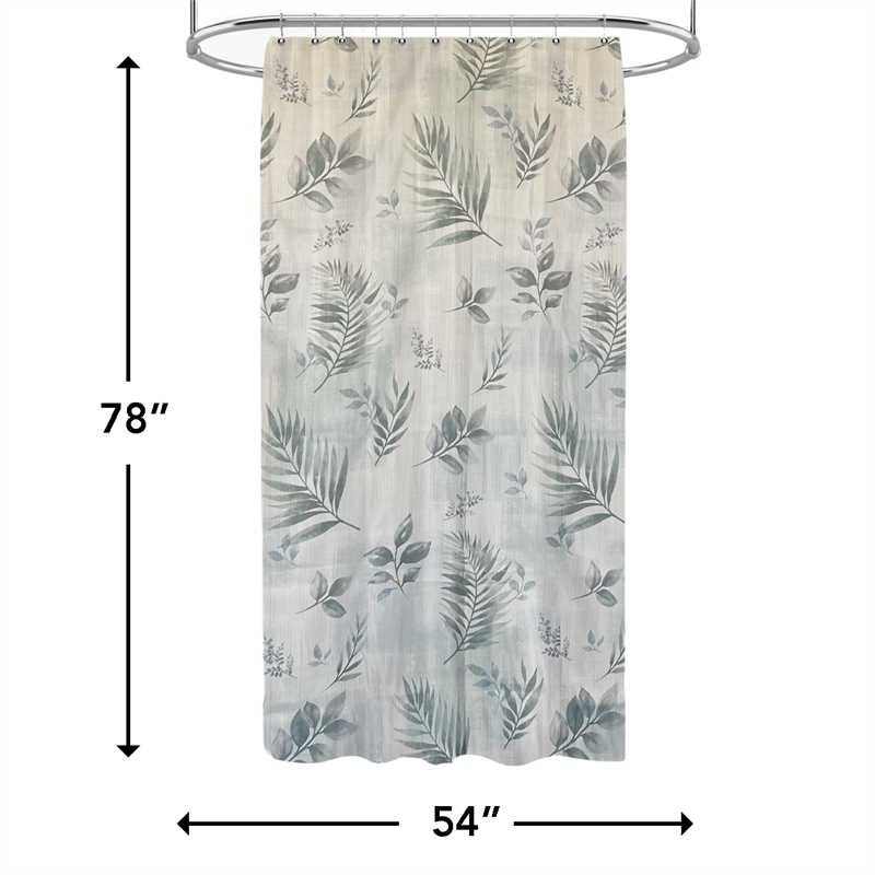Rothbury Green Leaf Printed Fabric Waterproof  Shower Curtain - 54