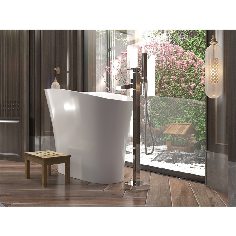 Modern Japanese White Solid Surface Stone Soaking Bathtub-Perfect for Relaxation
