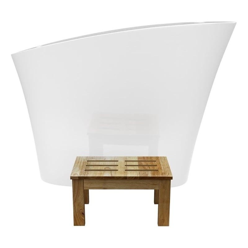 Modern Japanese White Solid Surface Stone Soaking Bathtub-Perfect for Relaxation