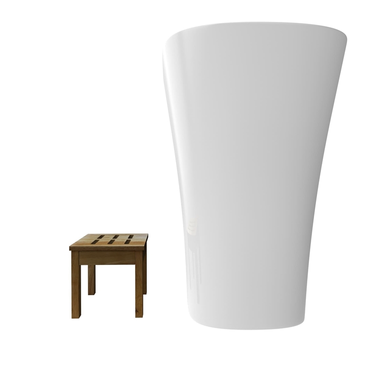 Modern Japanese White Solid Surface Stone Soaking Bathtub-Perfect for Relaxation